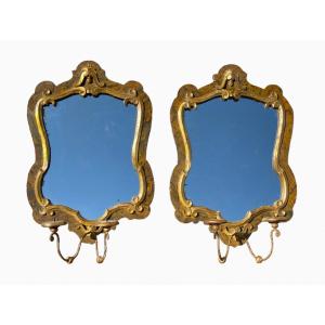 Pair Of Napoleon III Candle Holder Mirrors