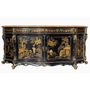 Buffet - Curved Sideboard In Chinese Lacquer