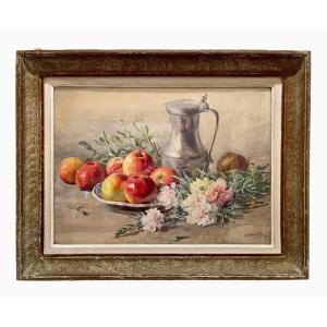 E. Cablet Rinn - Still Life, Apples And Carnations 