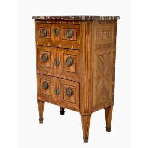 18th Century - Small Louis XVI Period Commode In Marquetry 