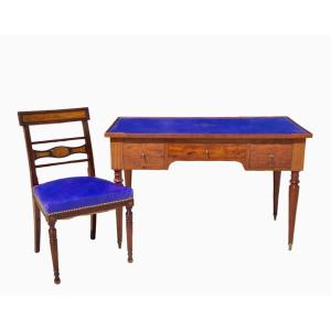 Louis XVI Style Mahogany Desk And Chair 