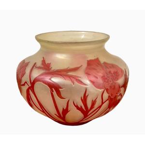 Cristallerie De Pantin - Crystal Vase, Poppies