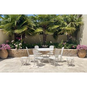 Salon de Jardin en Fer forgé, 9 pièces 