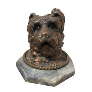 Encrier en Bronze, Tête de Yorkshire
