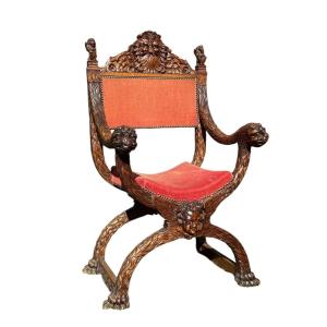 Renaissance Style Walnut Armchair 