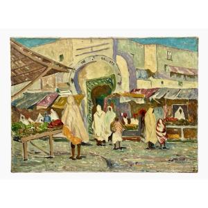 Frank A. Brown - Market In Front Of The Old Medina In Kairouan