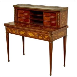 Bureau / Bonheur du jour en Marqueterie Style Louis XVI