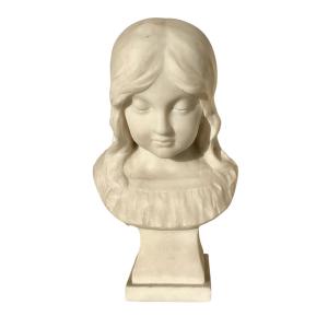 J. COZLIN - Marbre, Buste d’une Fillette