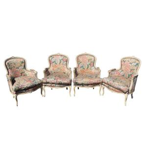 Suite 4 Armchairs/ Bergères Style Louis XV