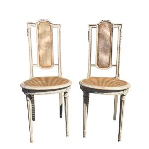 Paire de Chaises laquées Style Louis XVI