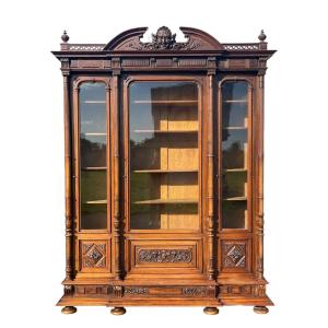 Bibliothèque ou Vitrine en Noyer Style Renaissance 