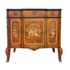 Commode en Marqueterie Style Transition Louis XV/Louis XVI