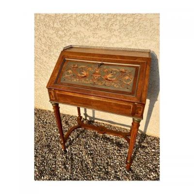 Slope Desk In Walnut And Brass Louis XVI Style