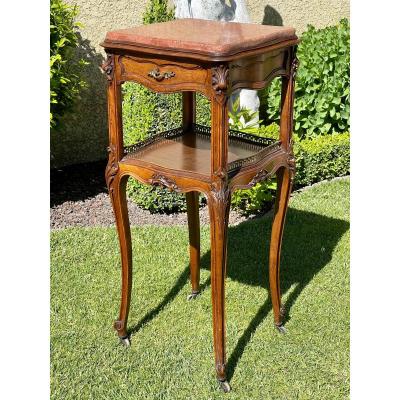 Louis XV Style Walnut Bedside Table