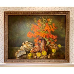 Marie-madeleine De Rasky - Copper, Poppies, Wheat, Breads And Fruits
