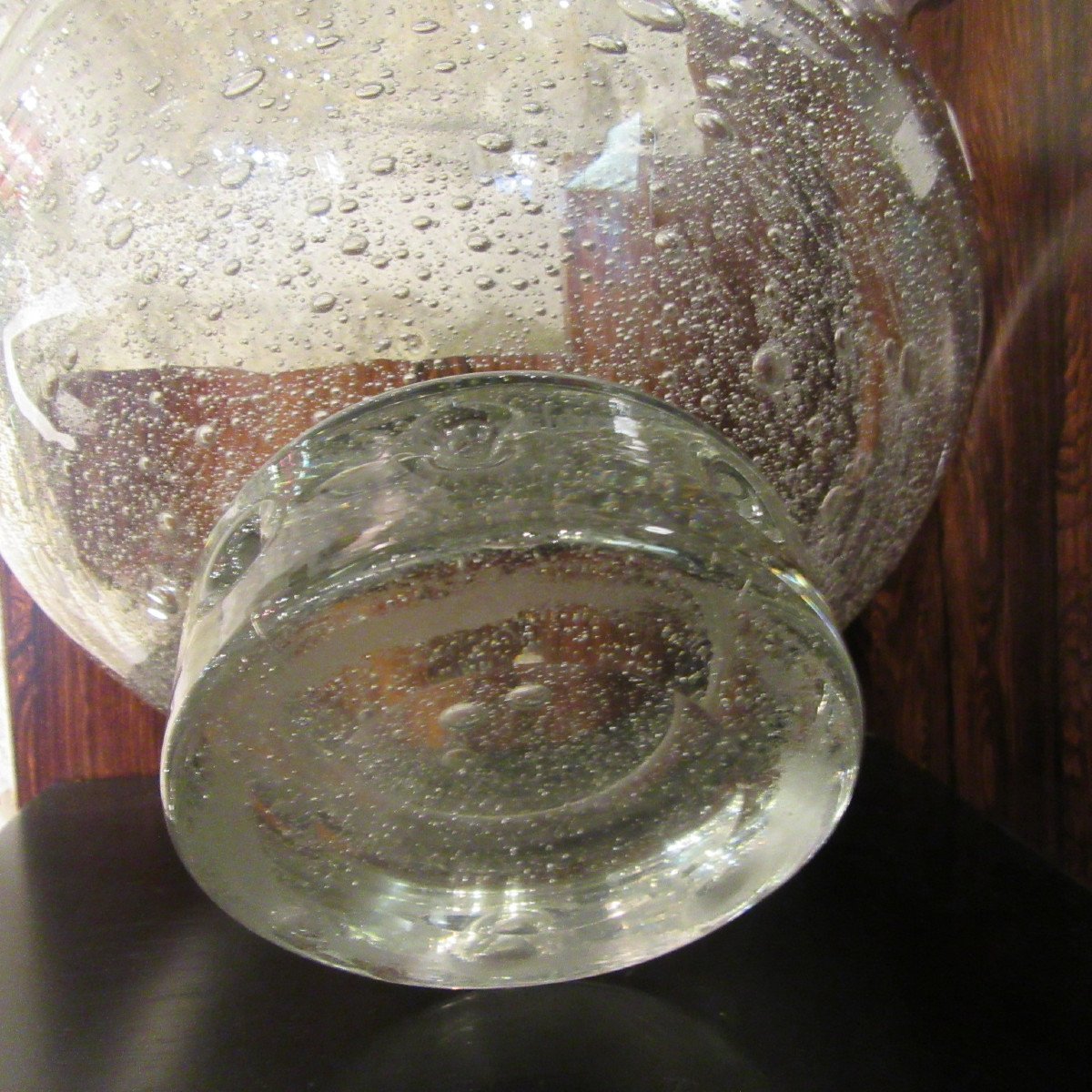 Schneider Charles Large Bowl In Transparent Bubble Glass. Signed-photo-7