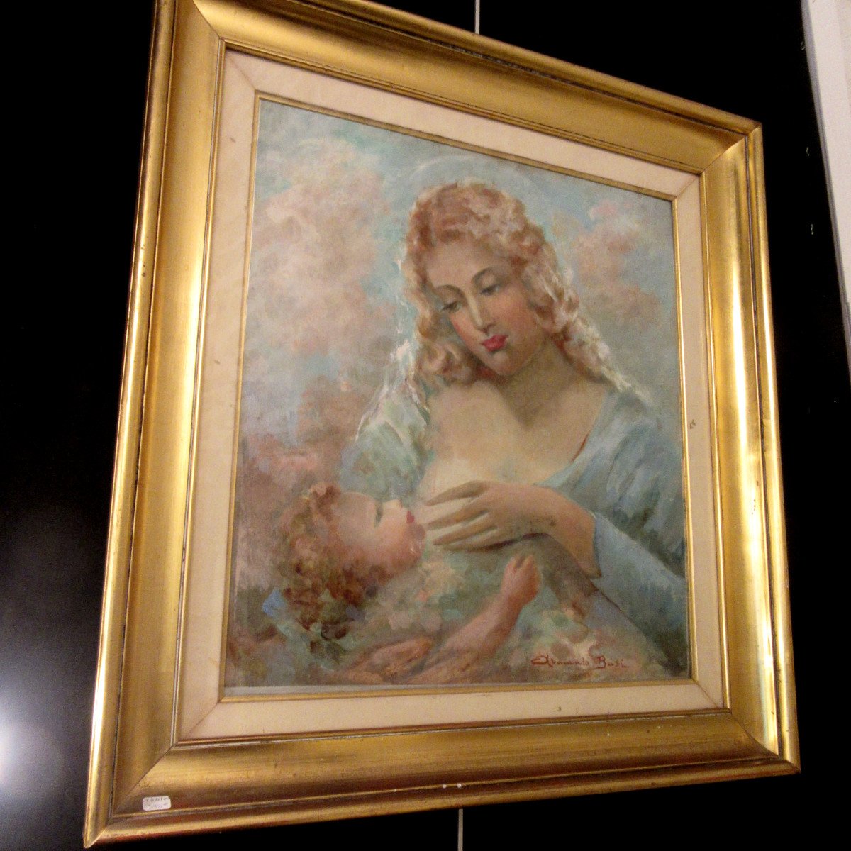 Tableau Pastel sous Verre . La mère à l'enfant de Armando BUSI