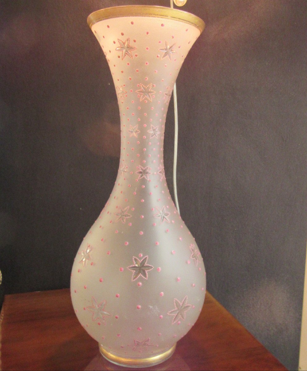 Saint-louis Vase? 19th Frosted Background And Enamelled And Gilded Decor