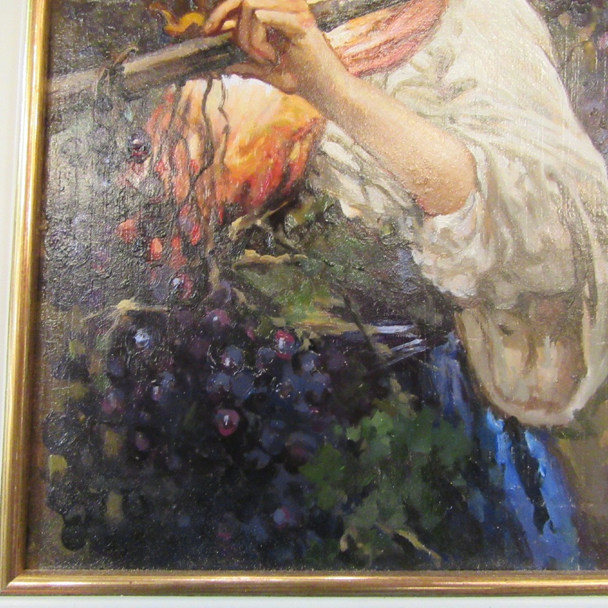 Postiglione Salvatore Huile sur Panneau bois "la Vendangeuse"-photo-5