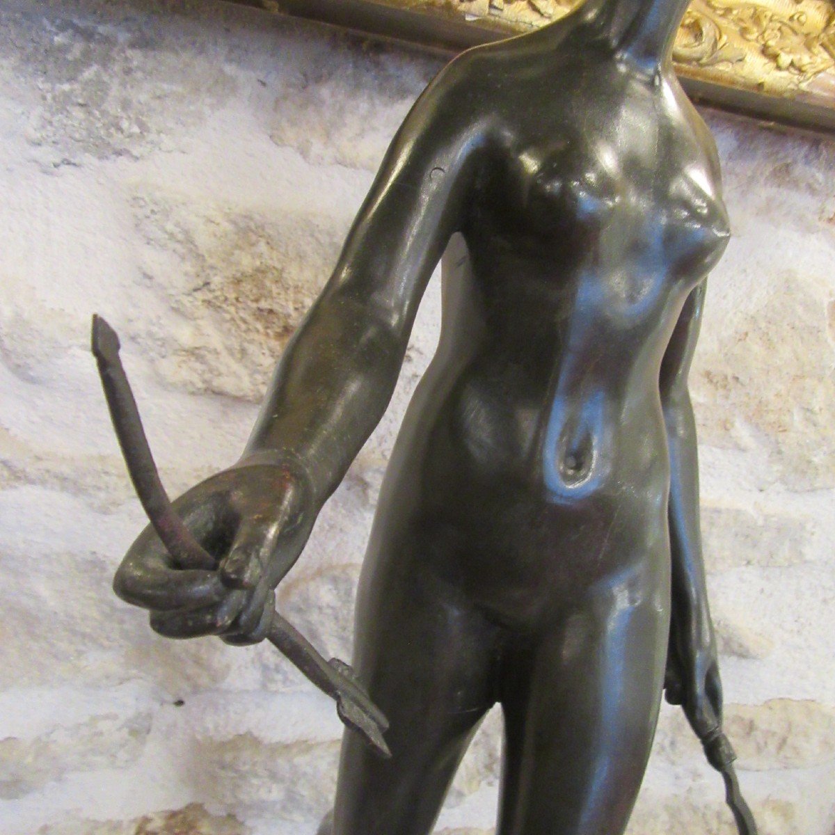 Diane Chasseresse Bronze d'après Jean-Antoine HOUDON-photo-3