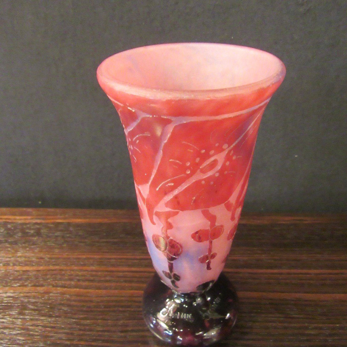 Schneider Vase Decorated With Garance And Its Garland Buttons14cm-photo-2
