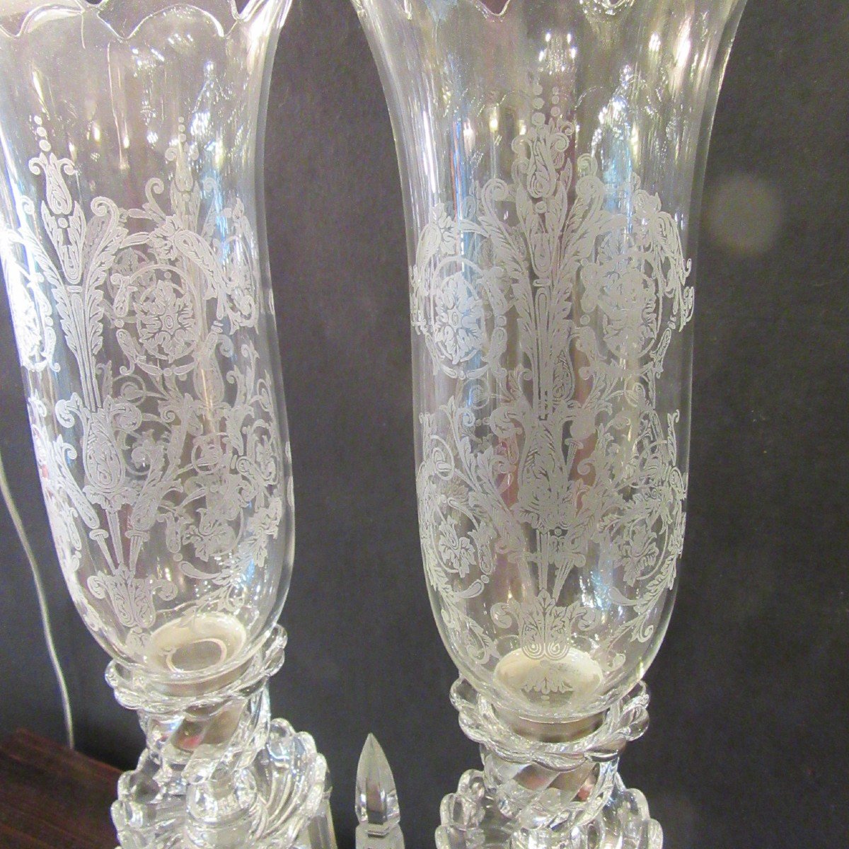 Baccarat Girandole With 2 Branches In Crystal Molded With Twisted Gadroons. Sign-photo-3