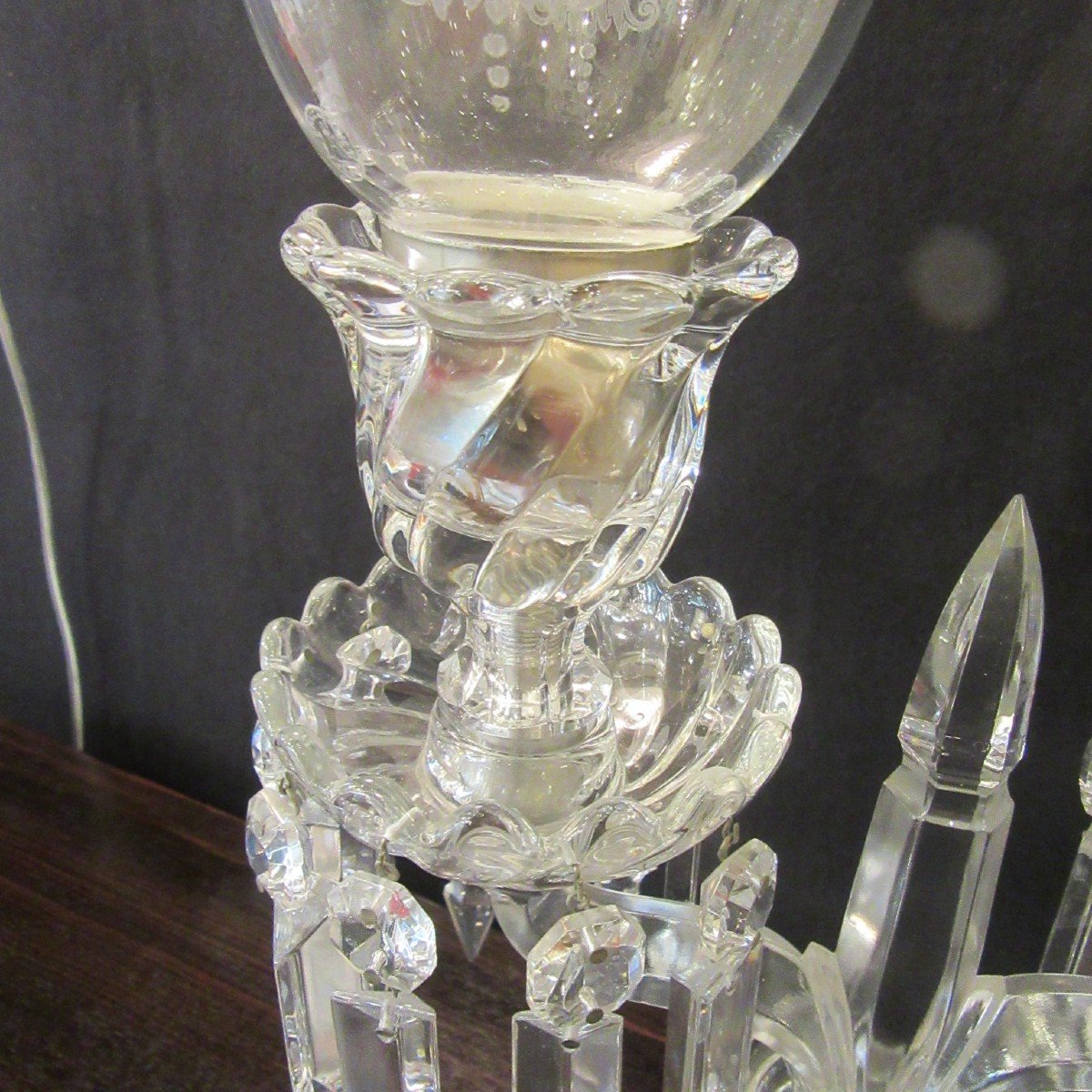 Baccarat Girandole With 2 Branches In Crystal Molded With Twisted Gadroons. Sign-photo-4