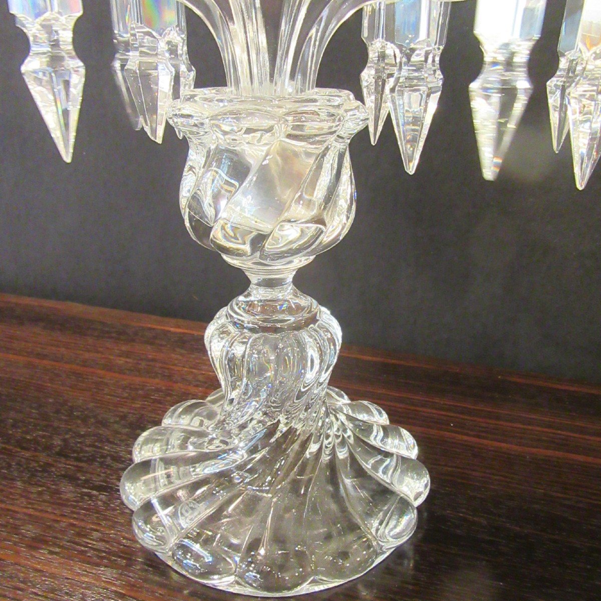 Baccarat Girandole With 2 Branches In Crystal Molded With Twisted Gadroons. Sign-photo-1