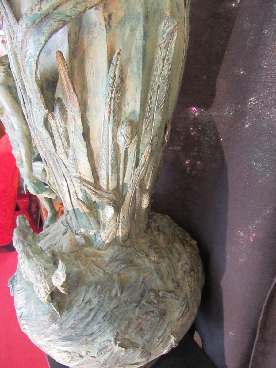 Bronze Vase Art Nouveau Period Louis Auguste Moreau (attributed) -photo-4