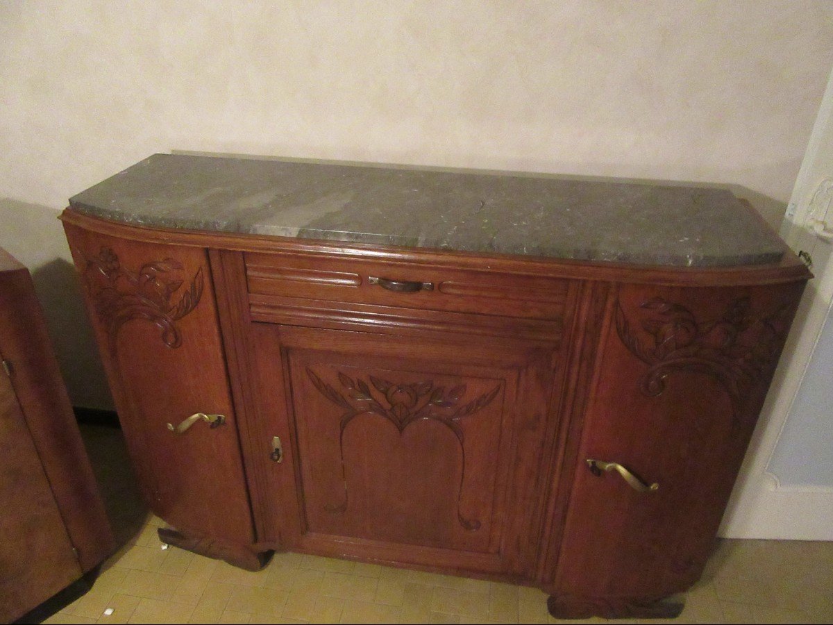 Buffet Ou Enfilade Art-déco Des Années 1930/40 En Chêne Massif-photo-2