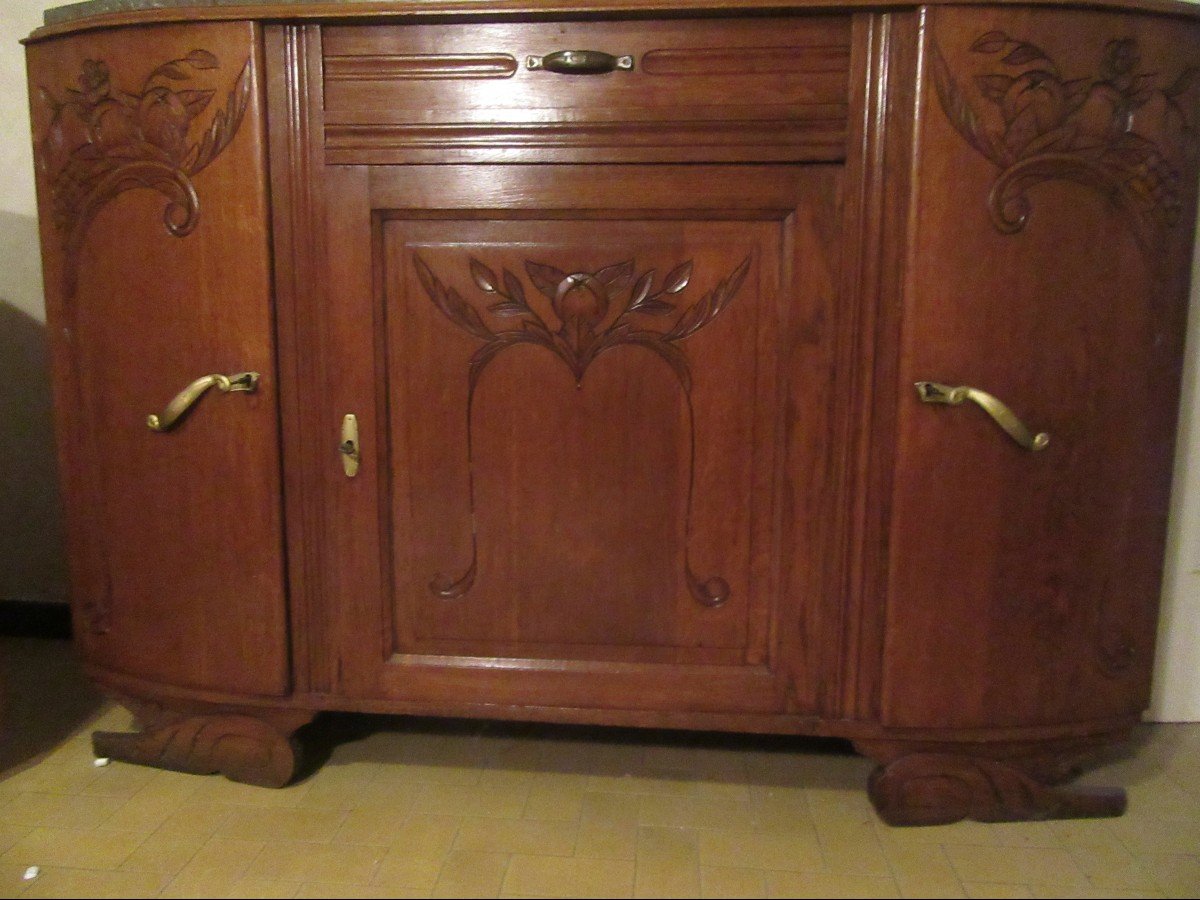 Buffet Ou Enfilade Art-déco Des Années 1930/40 En Chêne Massif-photo-3
