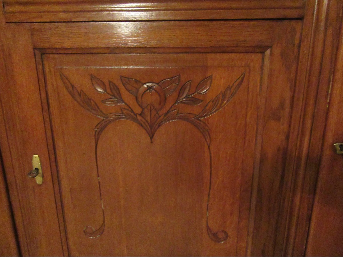 Buffet Ou Enfilade Art-déco Des Années 1930/40 En Chêne Massif-photo-1