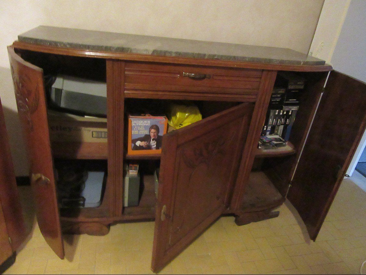Buffet Ou Enfilade Art-déco Des Années 1930/40 En Chêne Massif-photo-4