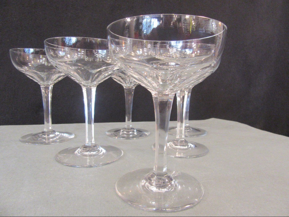 Baccarat Cristal - 6 Coupes à Champagne Modèle Génova-photo-1