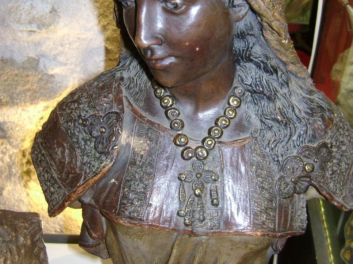 Pair Of Goldscheider Busts (1895) Terracotta Antar And Abla-photo-3
