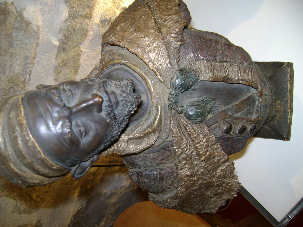 Pair Of Goldscheider Busts (1895) Terracotta Antar And Abla-photo-2