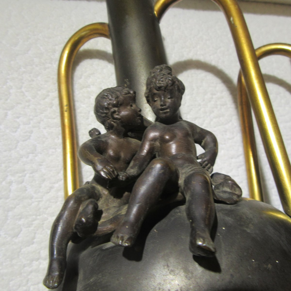 Pair Of Bronze Pitcher Vases With 2 Cherubs From The 1920s/30s-photo-7
