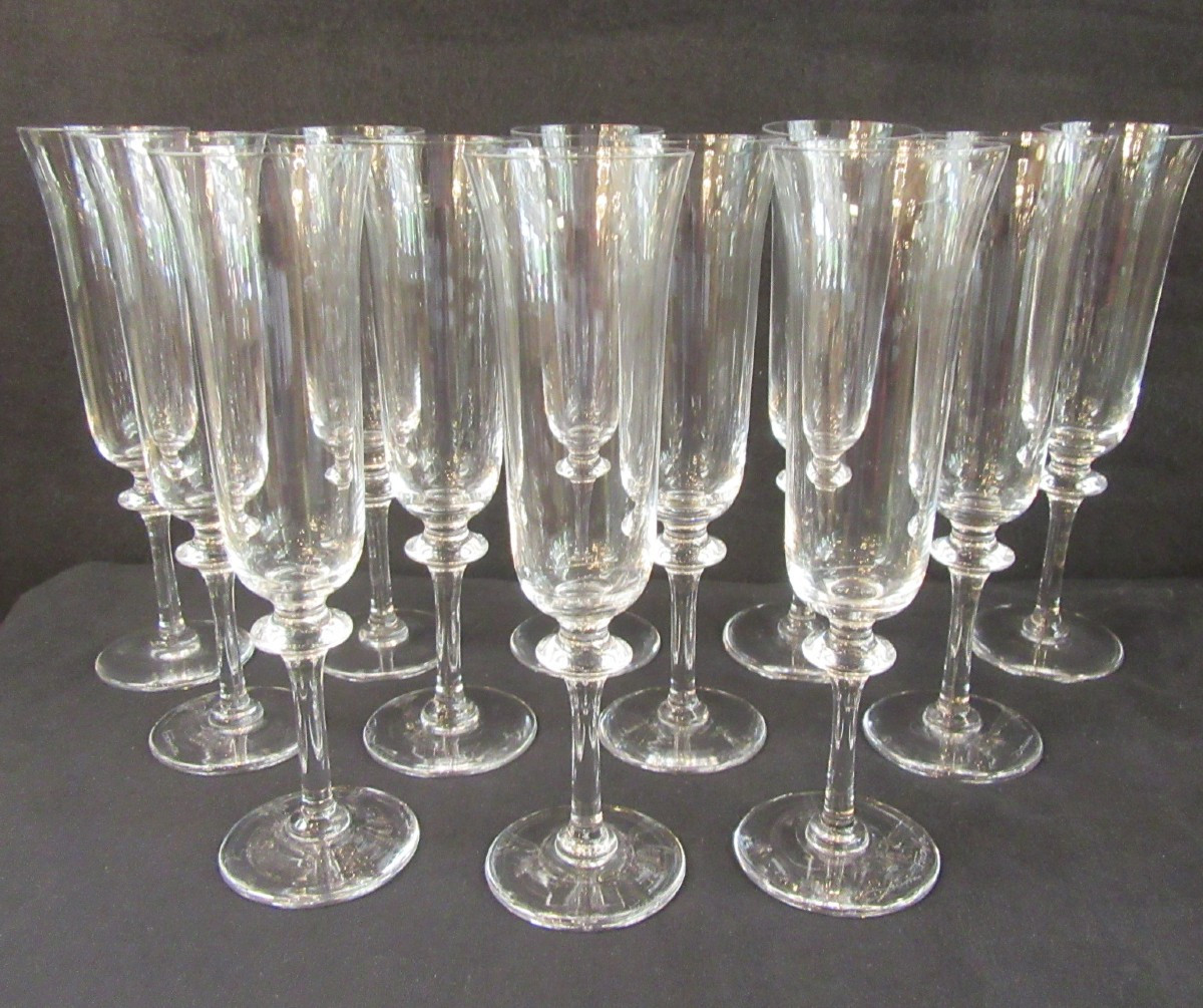 Daum Cristal. Set Of 12 Saumur Model Flutes