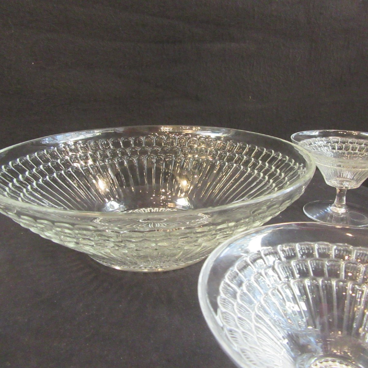 R. Lalique Crystal Ice Cream Or Fruit Salad Service-photo-3
