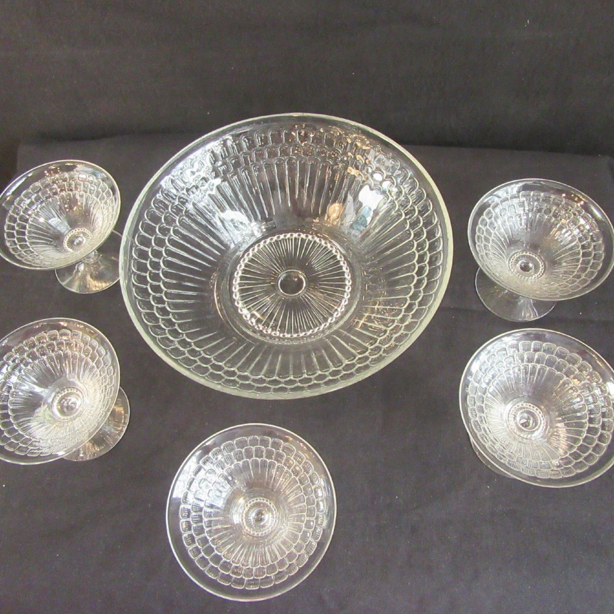 R. Lalique Crystal Ice Cream Or Fruit Salad Service-photo-8