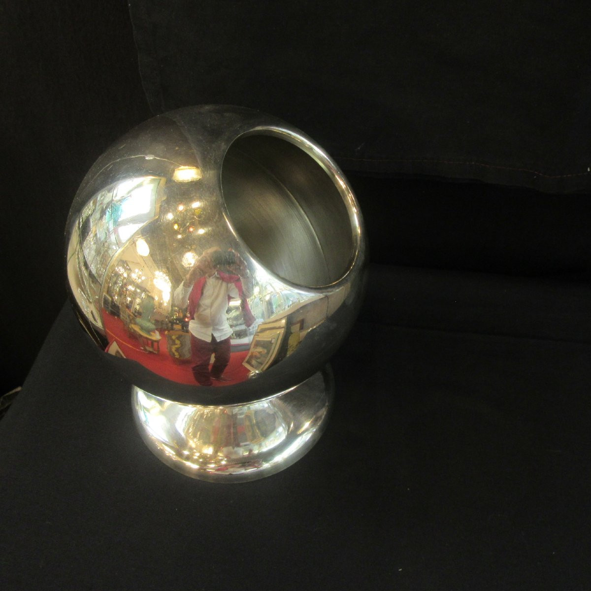 1 Champagne Bucket And 1 Ice Bucket In Silver Metal, Spoutnik Shape-photo-3