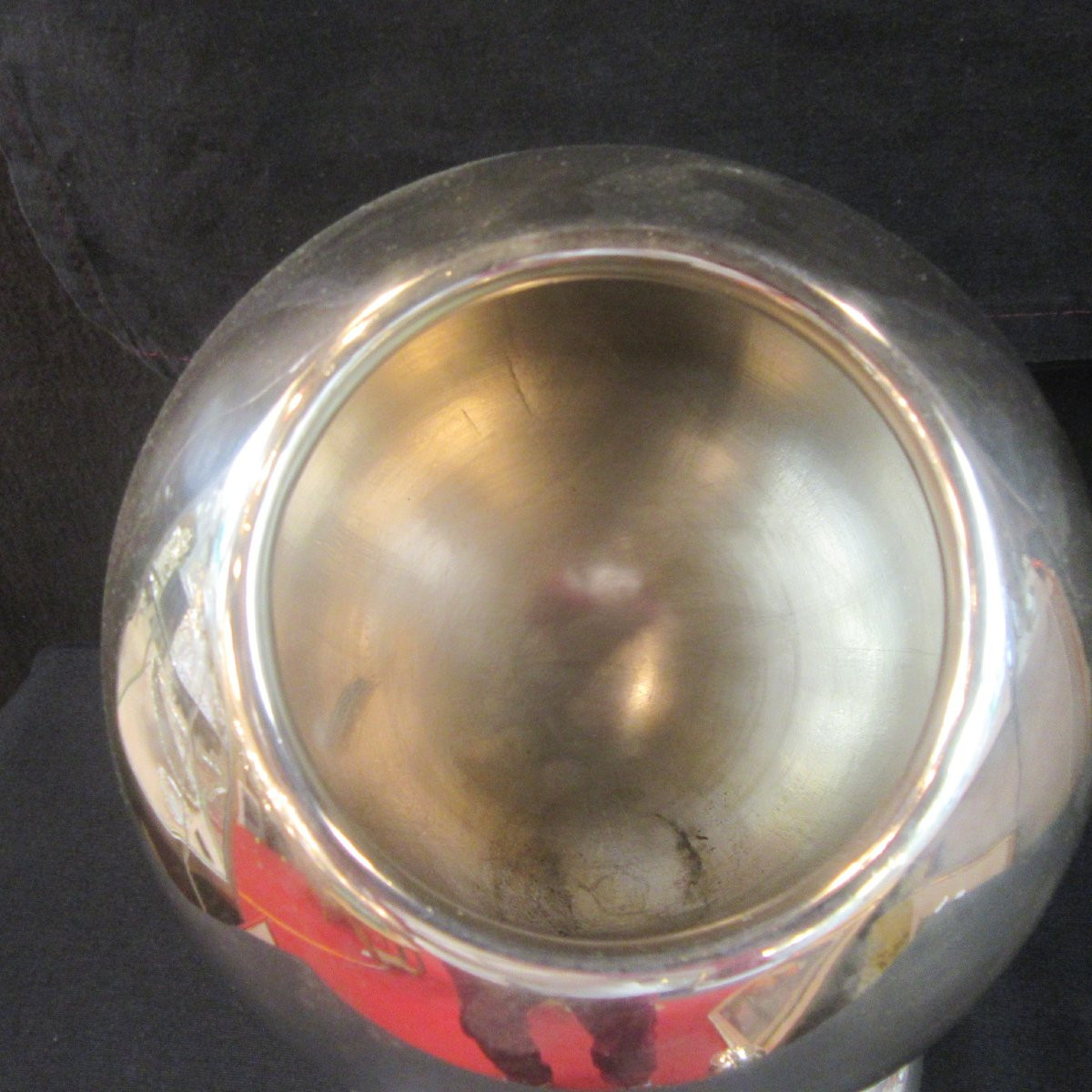 1 Champagne Bucket And 1 Ice Bucket In Silver Metal, Spoutnik Shape-photo-4