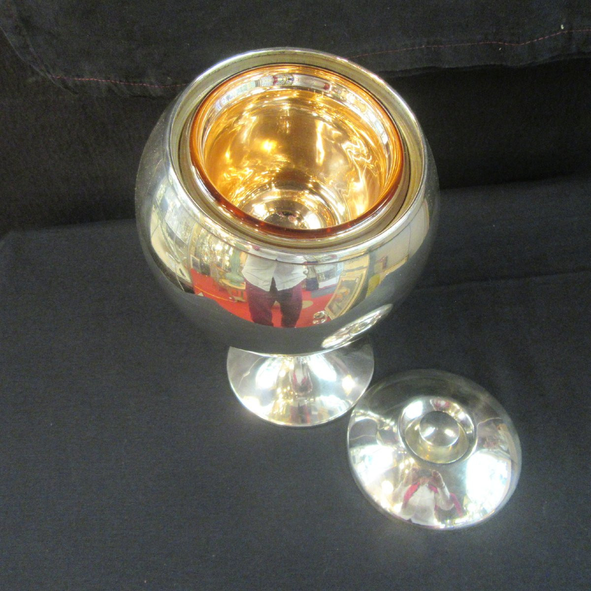 1 Champagne Bucket And 1 Ice Bucket In Silver Metal, Spoutnik Shape-photo-4