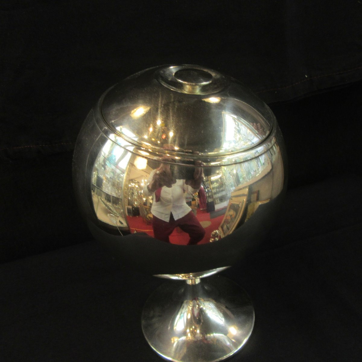 1 Champagne Bucket And 1 Ice Bucket In Silver Metal, Spoutnik Shape-photo-7