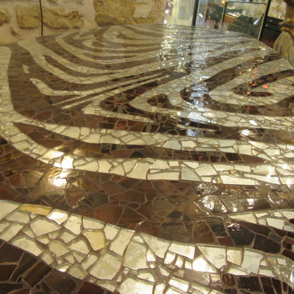BAR ou Table haute.  Dessus en fibre de verre recouvert d'une céramique en verre miroir-photo-8