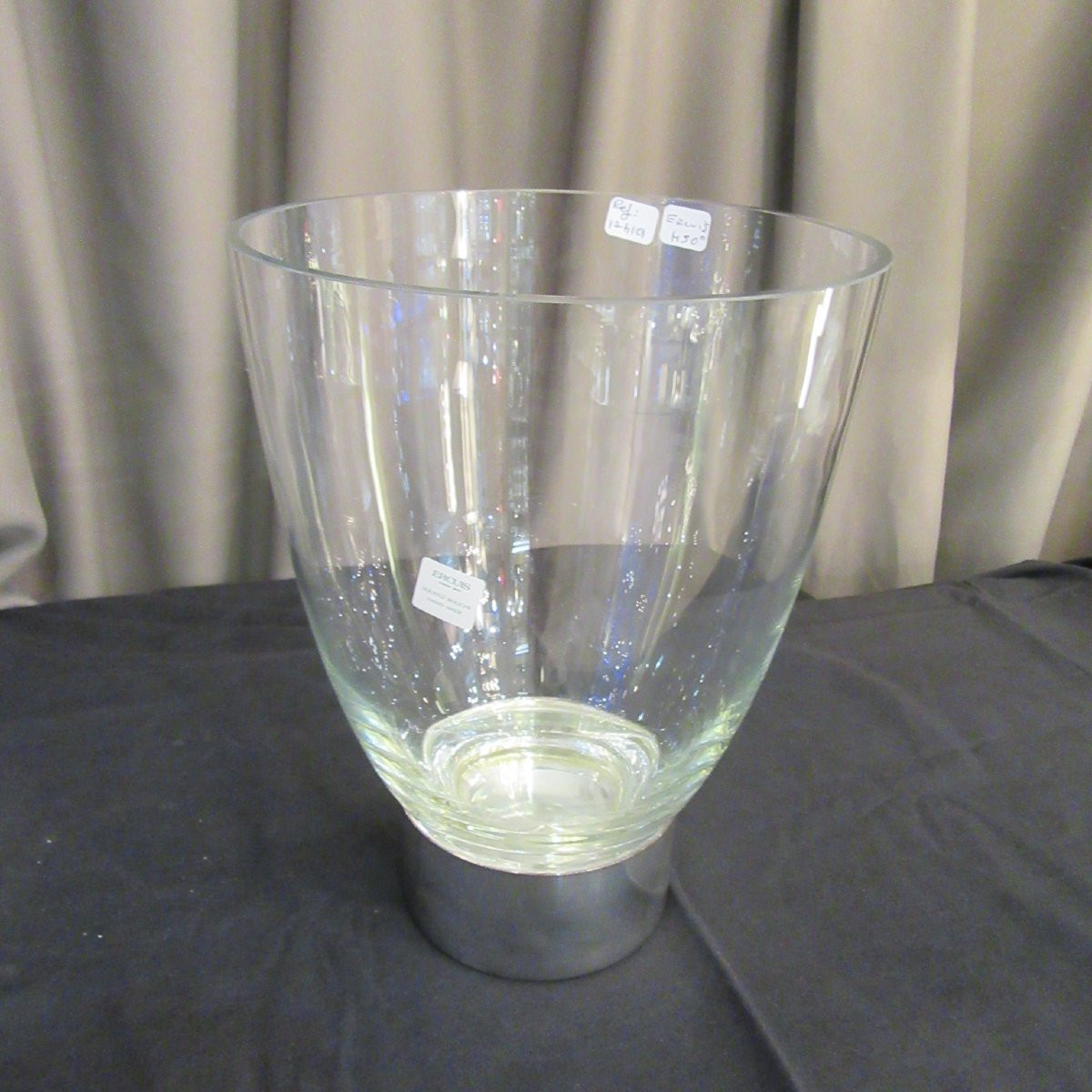 Thick Crystal Vase With Silver-plated Metal Base Ercuis-photo-1