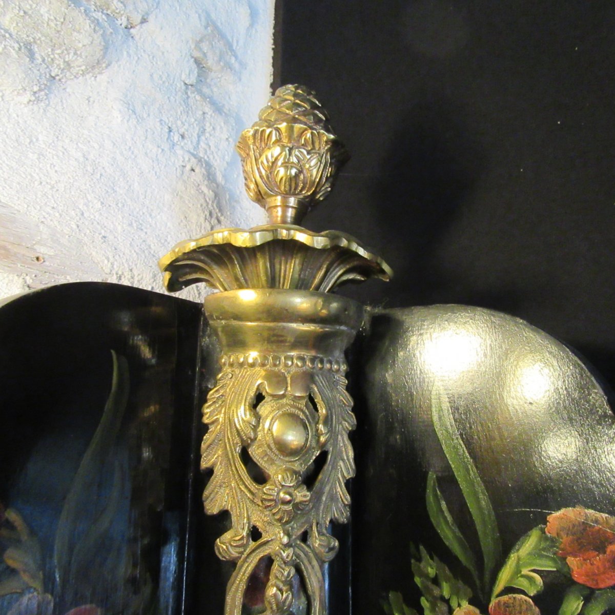 Corner Napoleon III Period In Blackened Pear Tree, Floral And Bronze Decor-photo-8