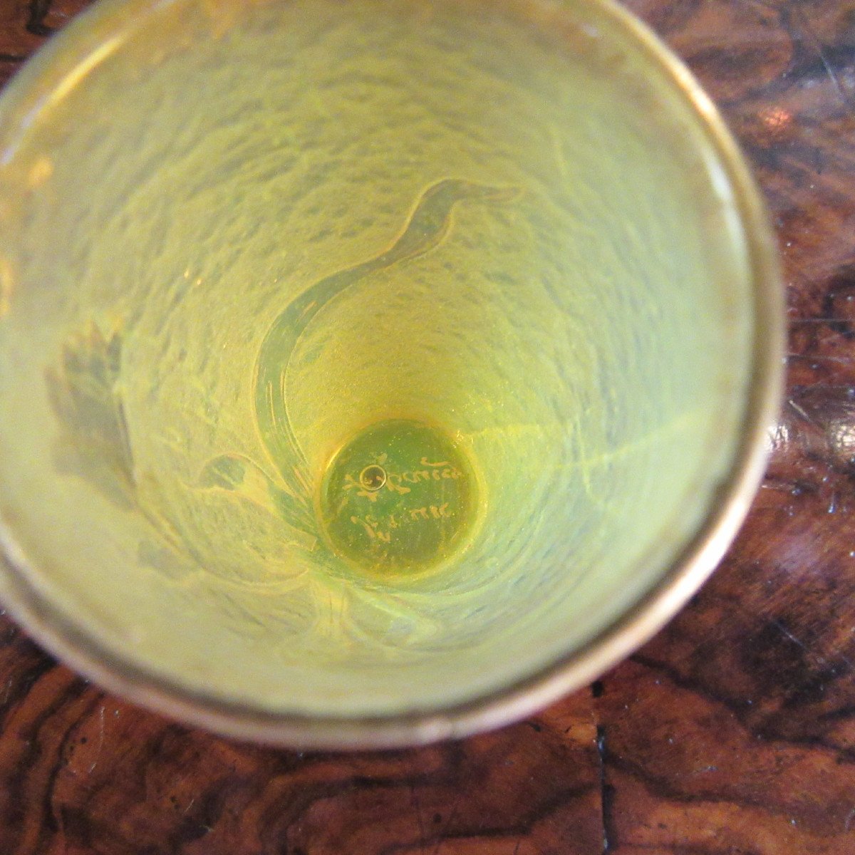 Daum Miniature Vase Height 5.8cm, Decor Cleared With Acid And Gold Flange-photo-5