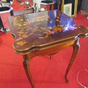 Games Table Signed Gallé In Rosewood In Excellent Condition. Art Nouveau Period