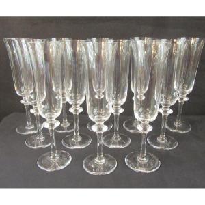 Daum Cristal. Set Of 12 Saumur Model Flutes